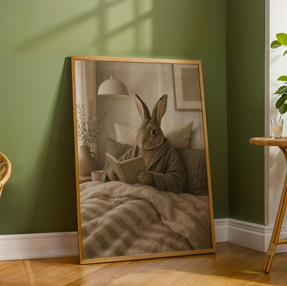 Additional product detail of Flemish Rabbit Reading in Bed Poster.