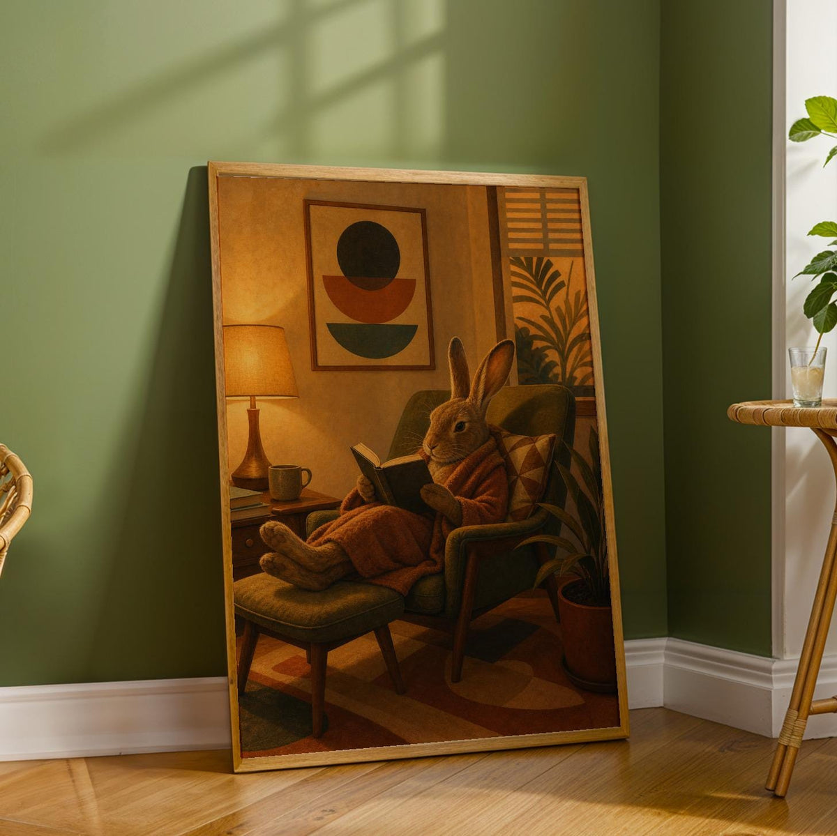 Additional product detail of Havana Rabbit Reading in Armchair Poster.