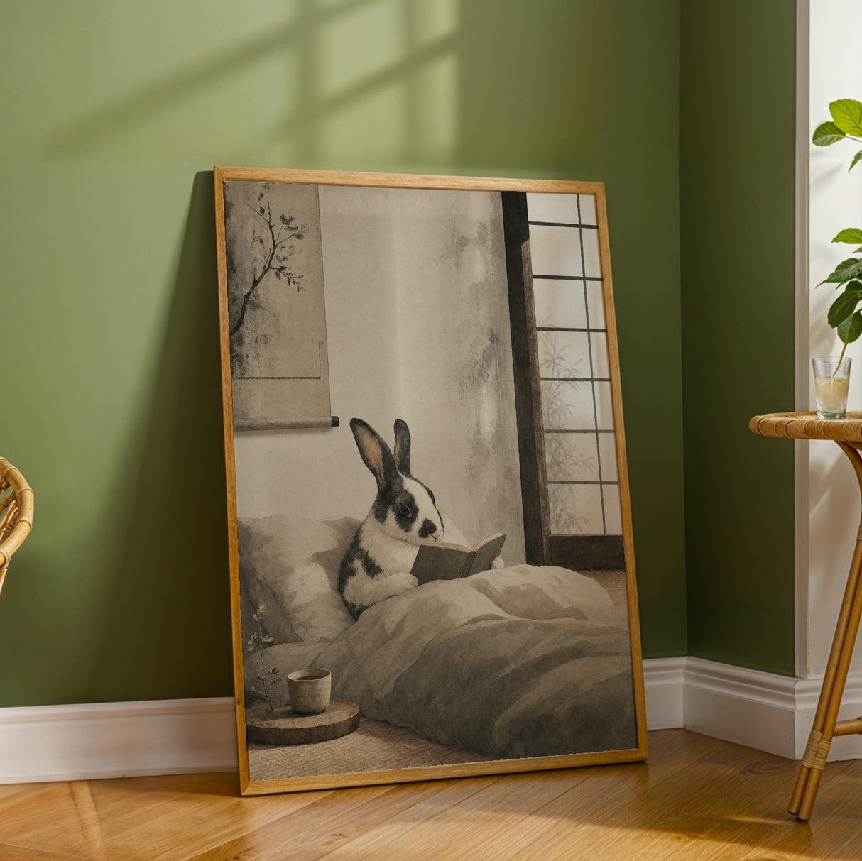 Additional product detail of Harlequin Rabbit Reading in Bed Poster.