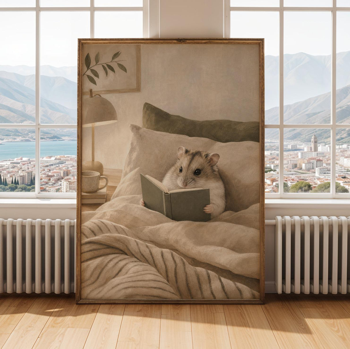 Alternate gallery view of Russian Dwarf Hamster Reading in Bed Poster.