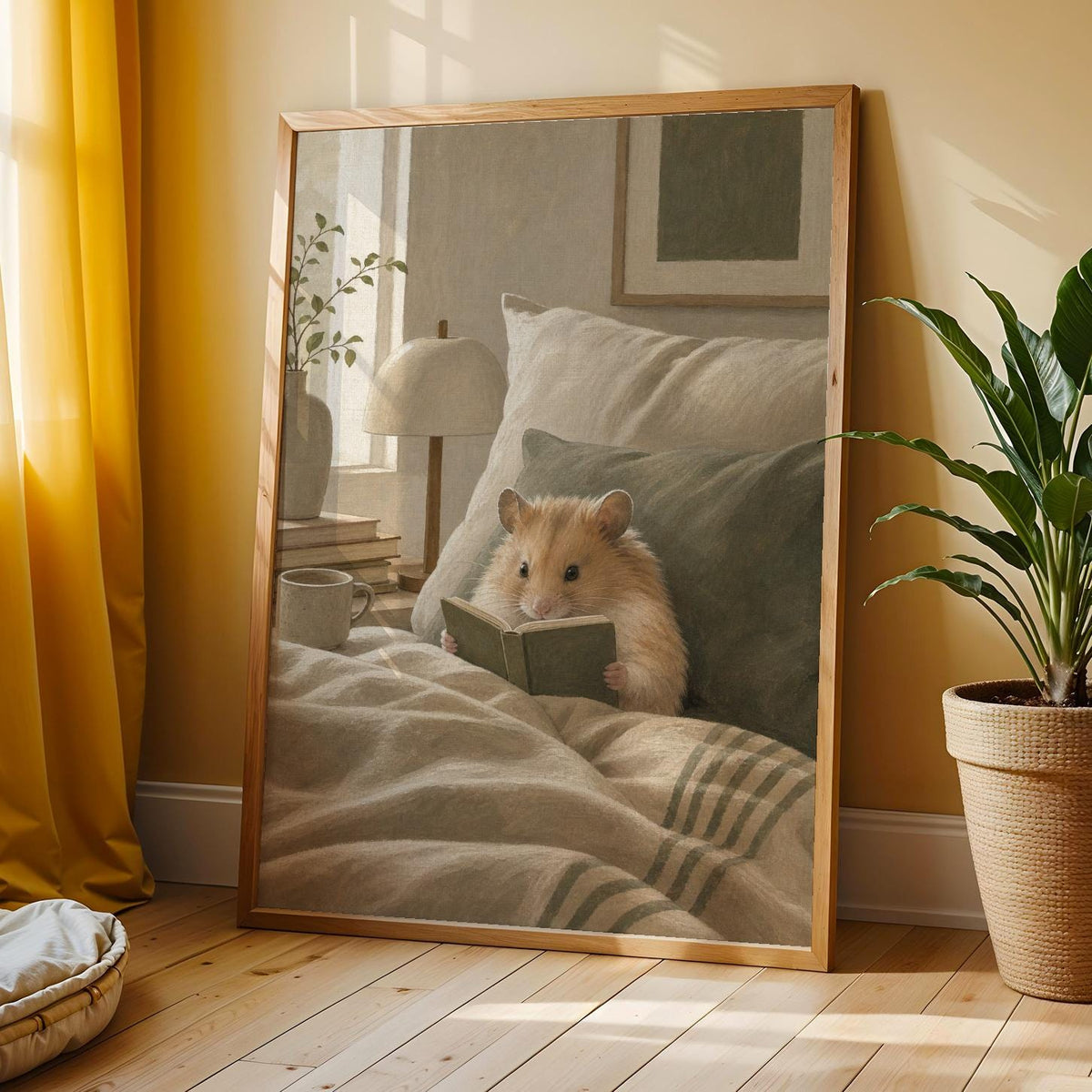 Additional product view of Chinese Hamster Reading in Bed Poster.