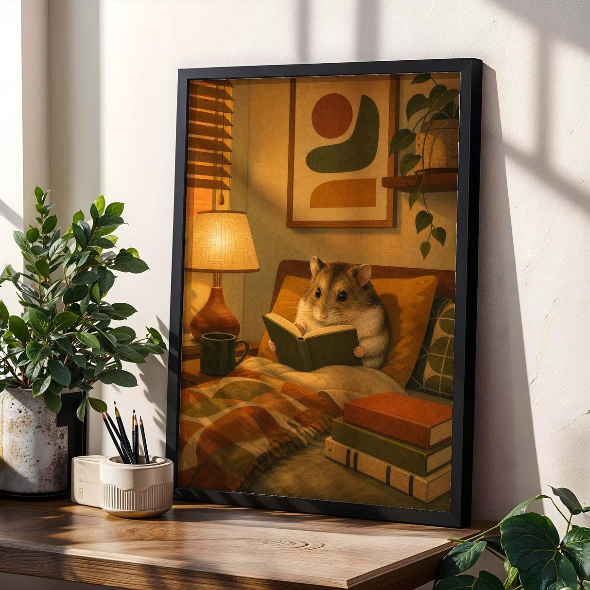Product gallery view of Campbell’s Dwarf Hamster Reading in Armchair Poster.
