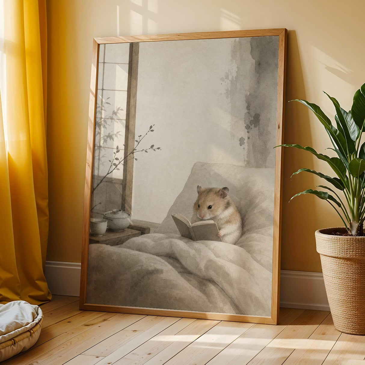 Additional product view of Chinese Hamster Reading in Bed Poster.