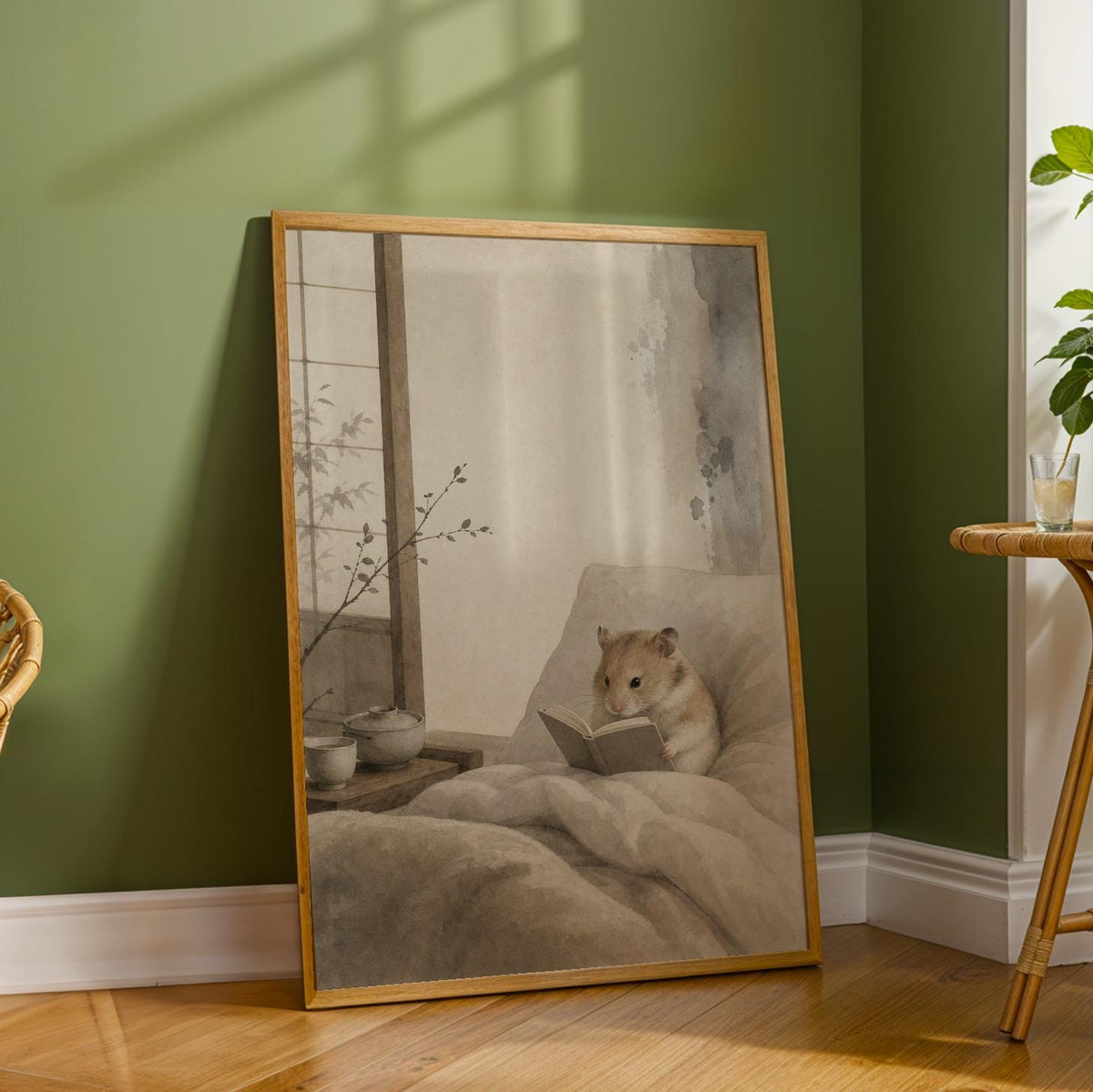 Additional product detail of Chinese Hamster Reading in Bed Poster.