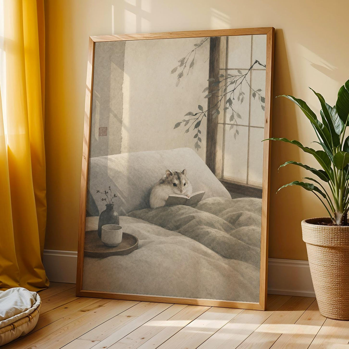 Alternate product view of Hamster Reading Book Poster.