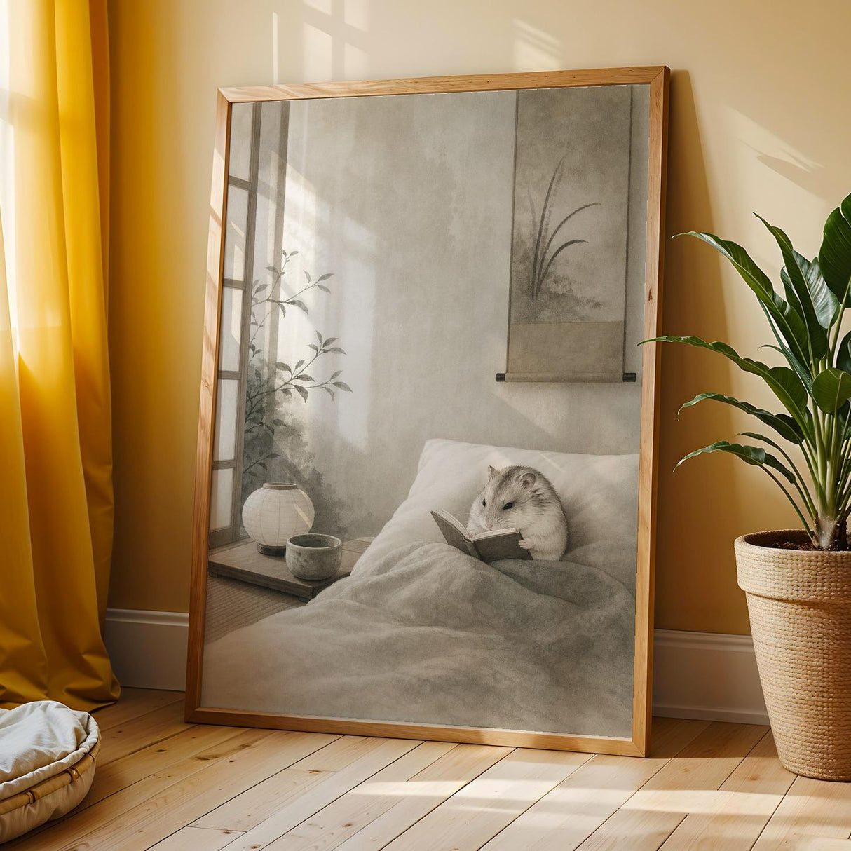 Additional product view of Pearl Dwarf Hamster Reading in Bed Poster.