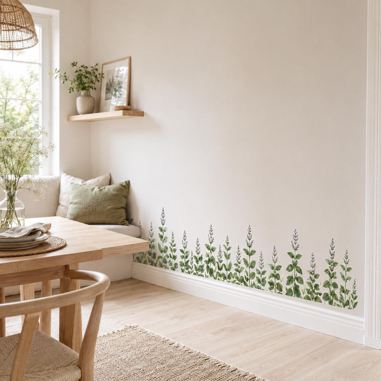 Additional product detail of Peppermint Herb Border Wall Vinyl Decal.