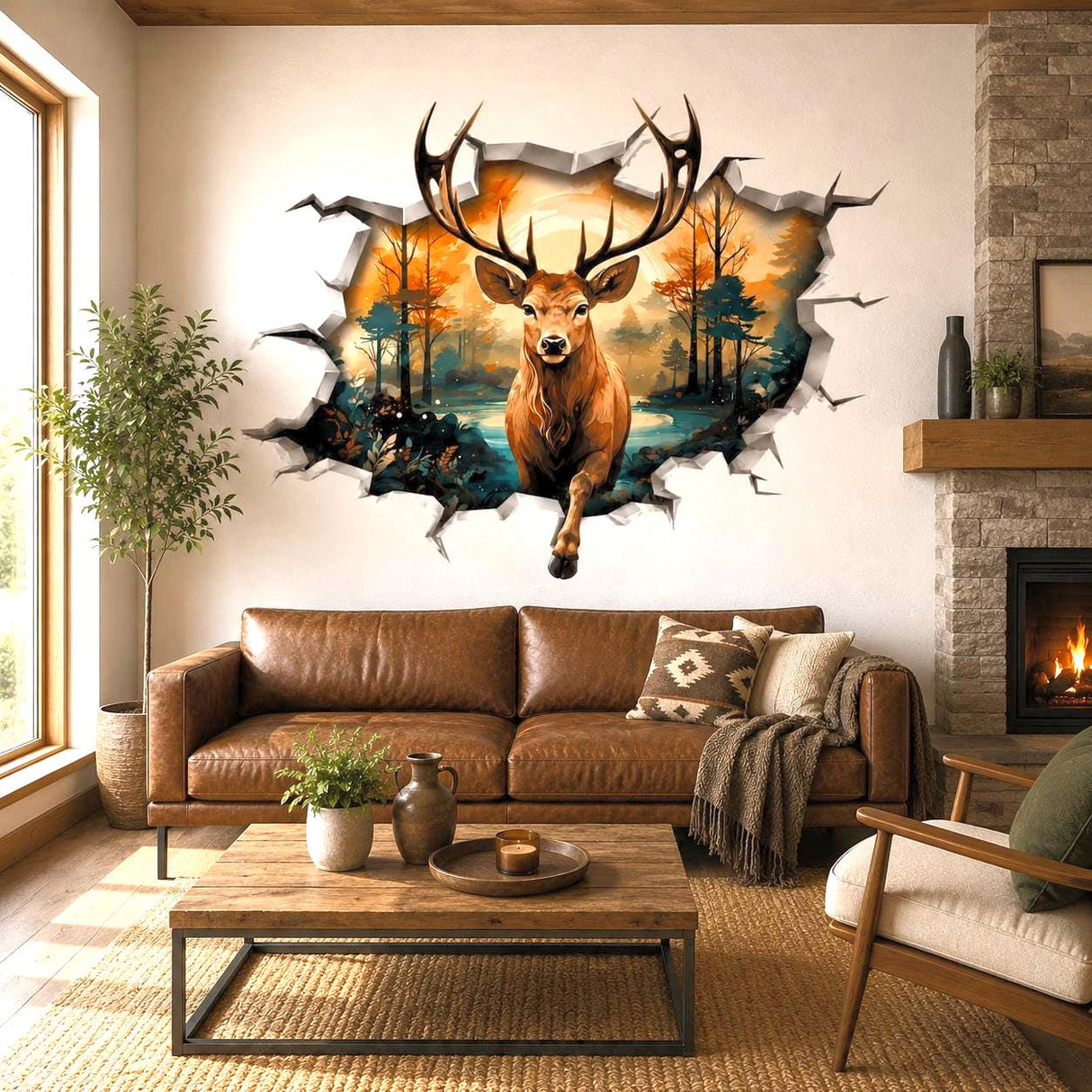 Product view of 3D Deer Wall Vinyl Decal.