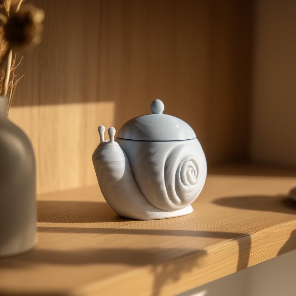 Product gallery view of 3D Printed Spiral Shell Snail Memorial Urn.