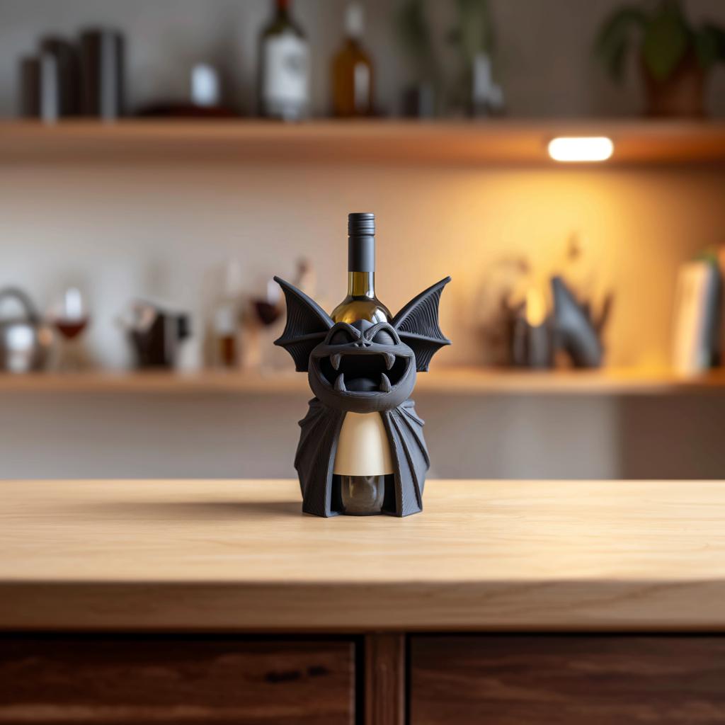 Alternate product view of 3D Printed Bat Monster Wine Bottle Holder.