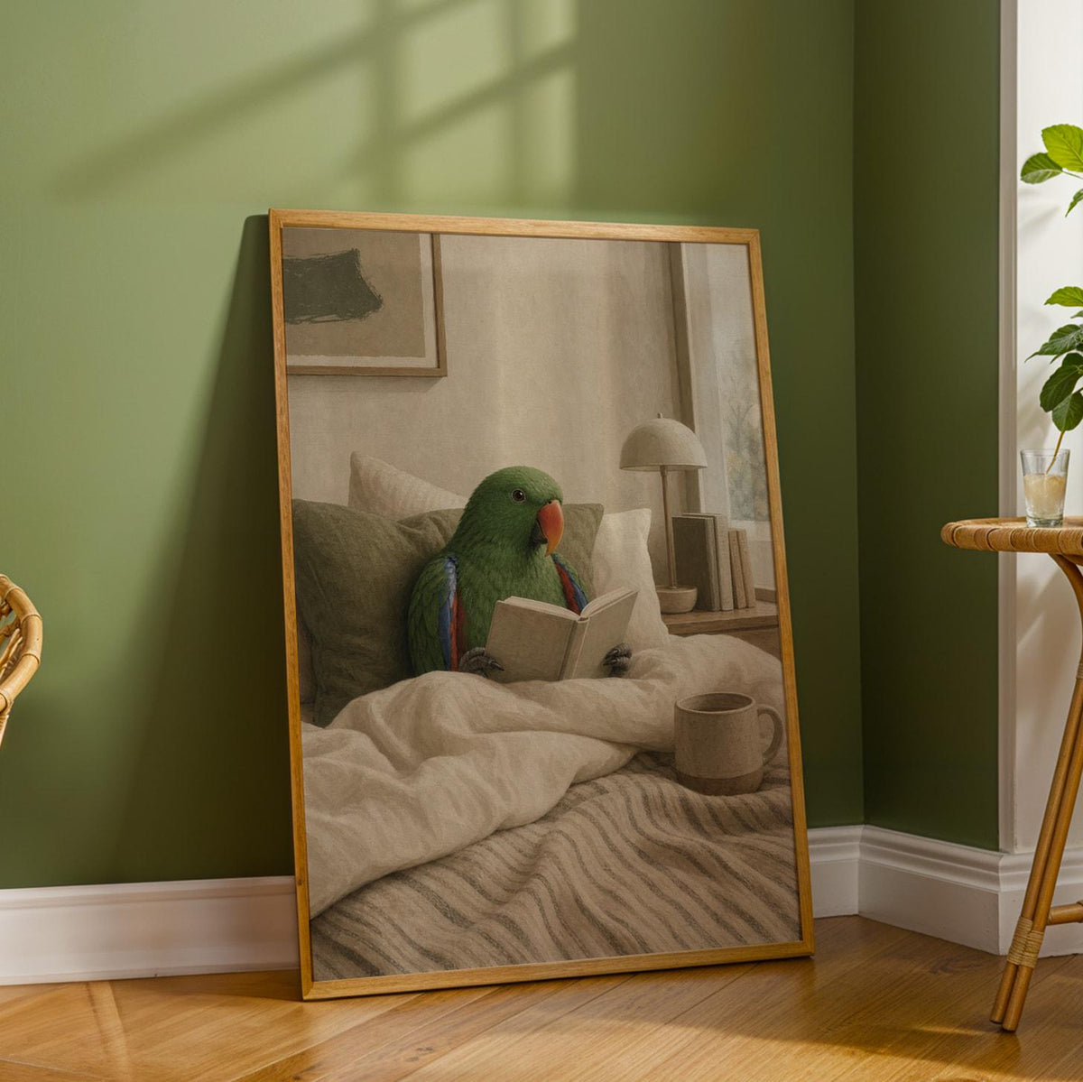 Additional product detail of Silver Budgerigar Reading in Bed Poster.