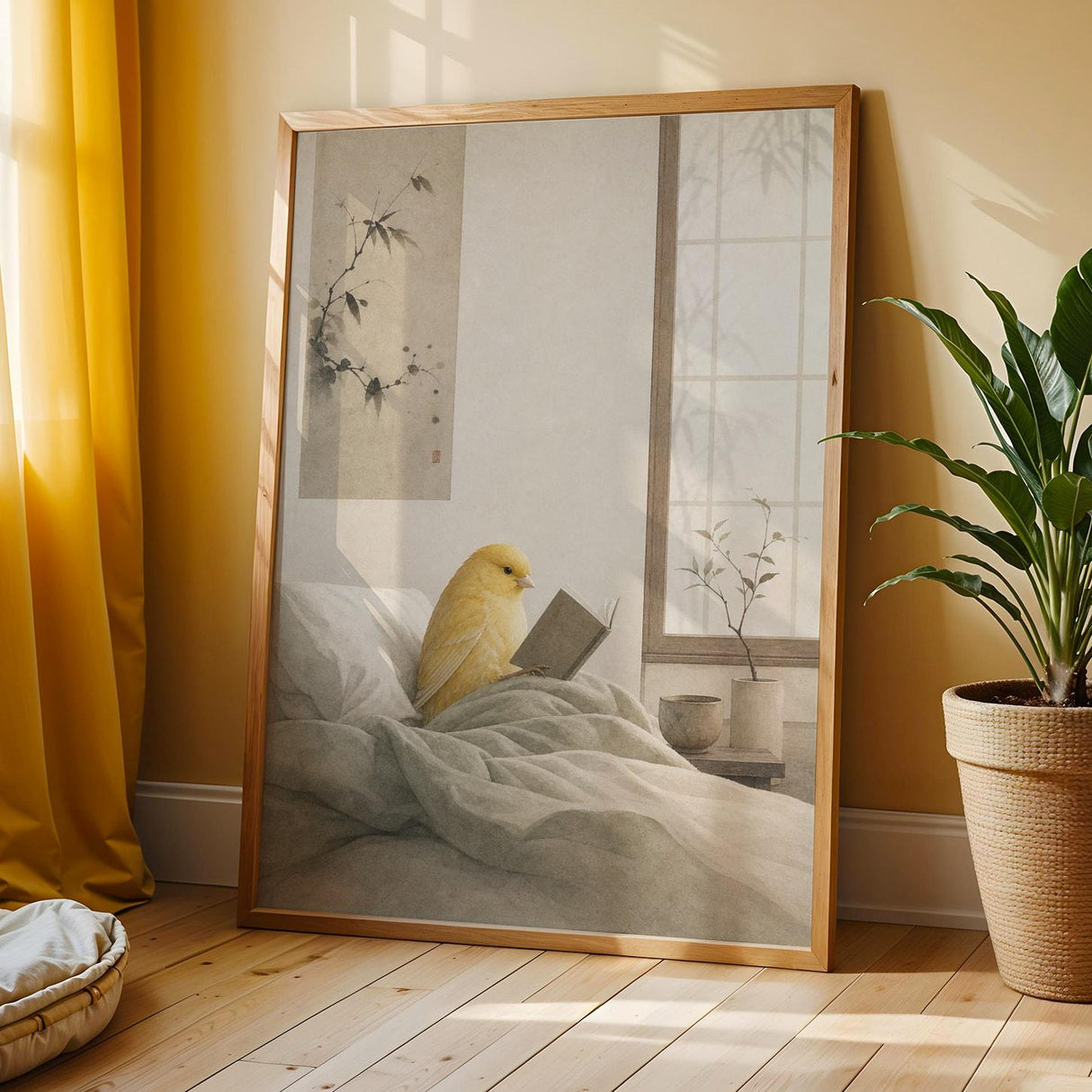 Additional product view of American Singer Canary Reading in Bed Poster.