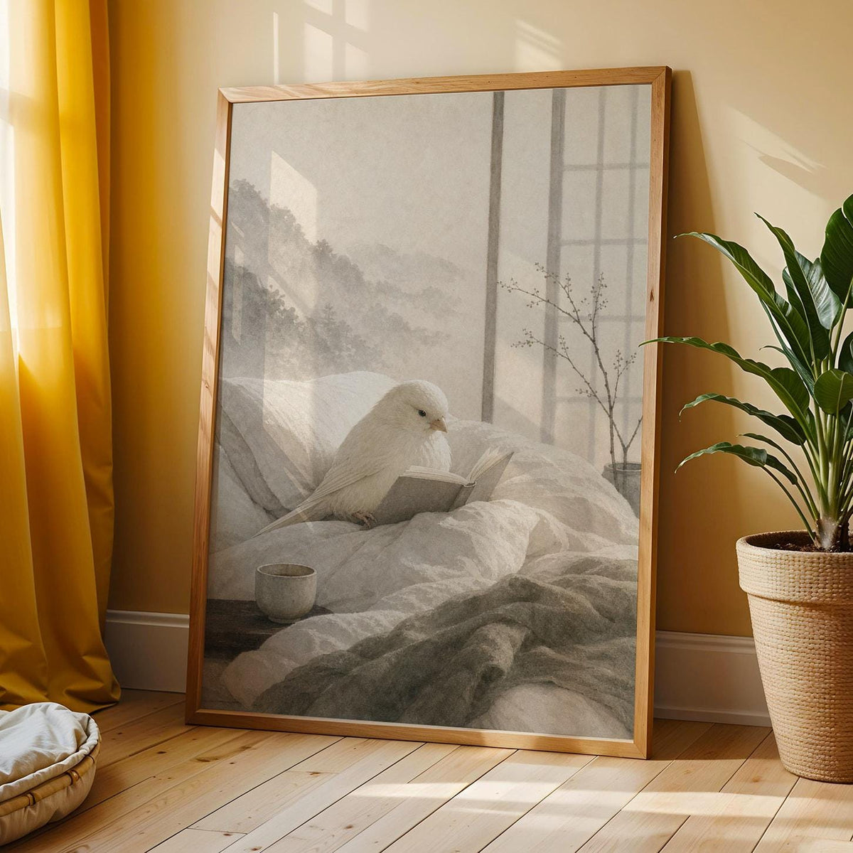 Additional product view of Yorkshire Canary Reading in Bed Poster.