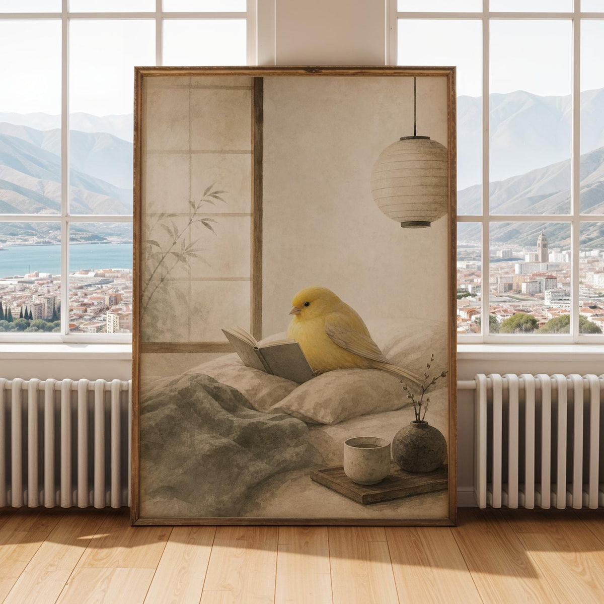 Alternate gallery view of Gloster Canary Reading in Bed Poster.