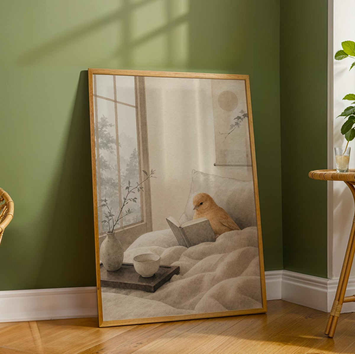 Additional product detail of Cinnamon Canary Reading in Bed Poster.