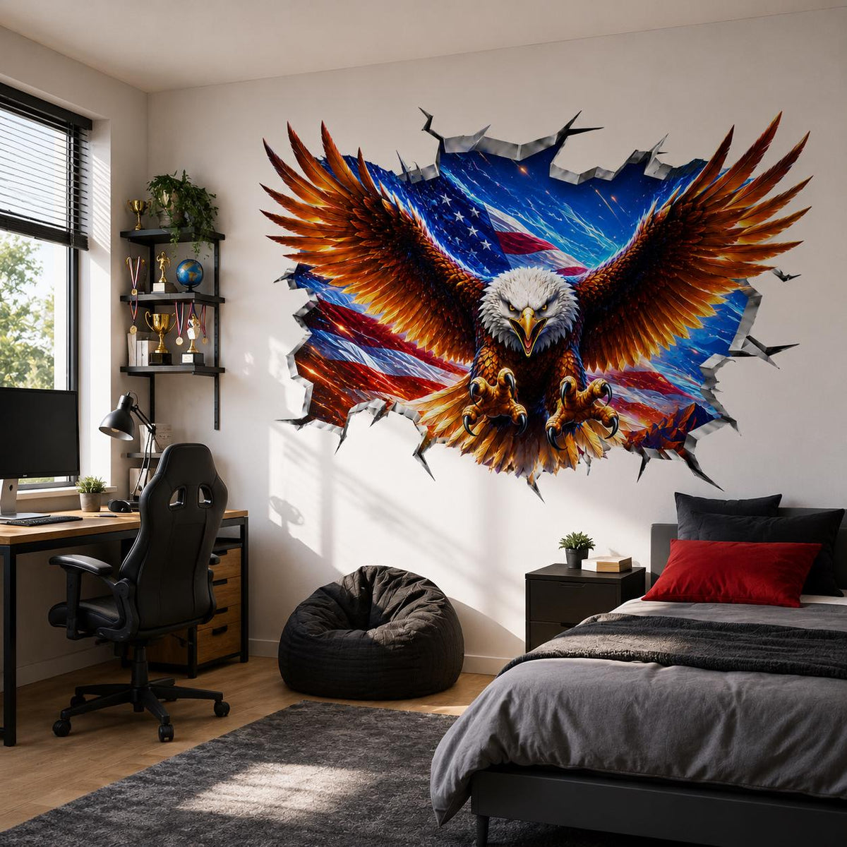 Alternate product presentation of Bald Eagle Wall Vinyl Decal.