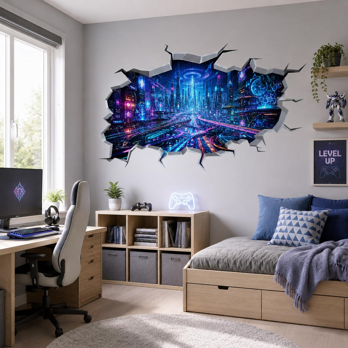 Product view of Cyberpunk City Wall Vinyl Decal.