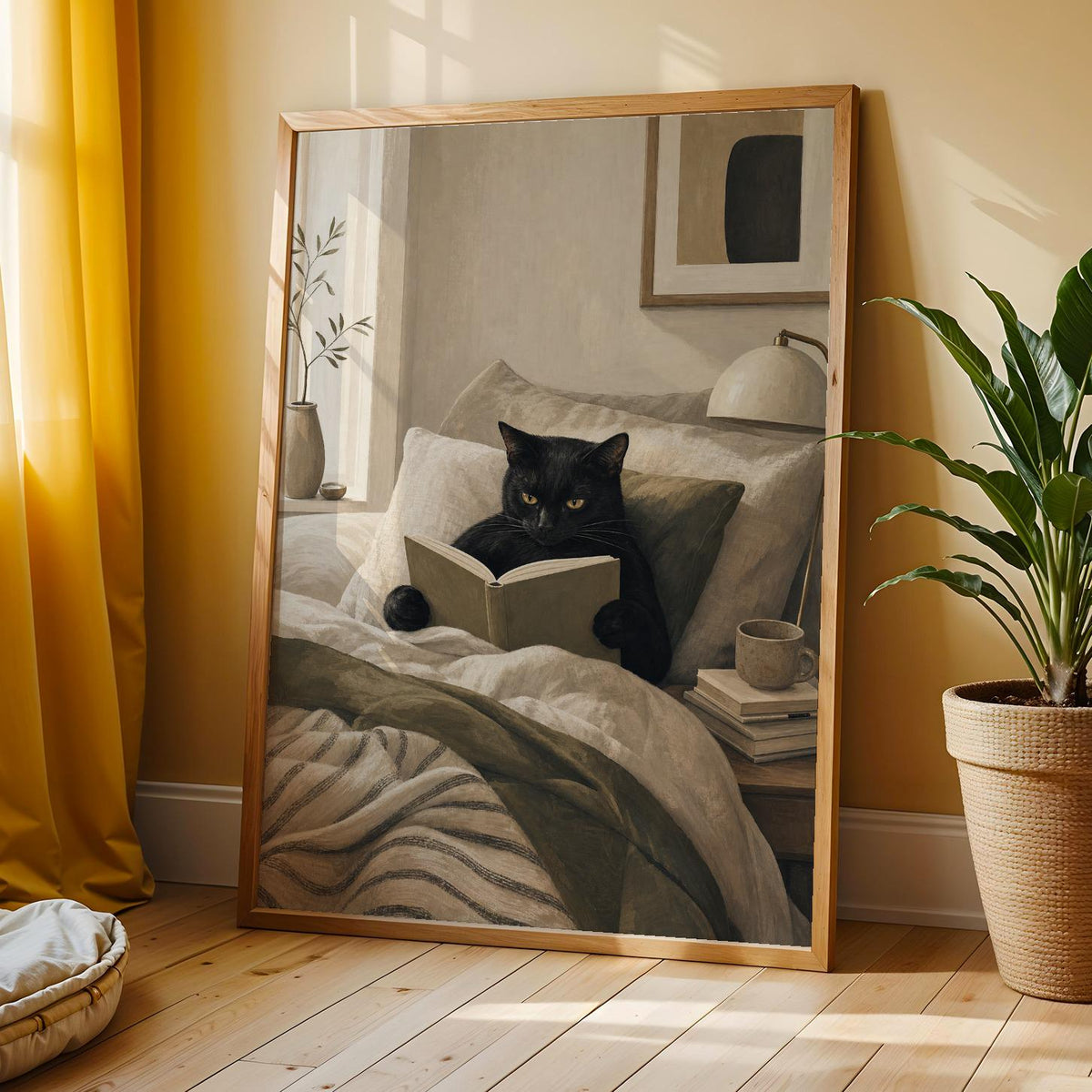 Additional product view of Bombay Cat Reading in Bed Poster.