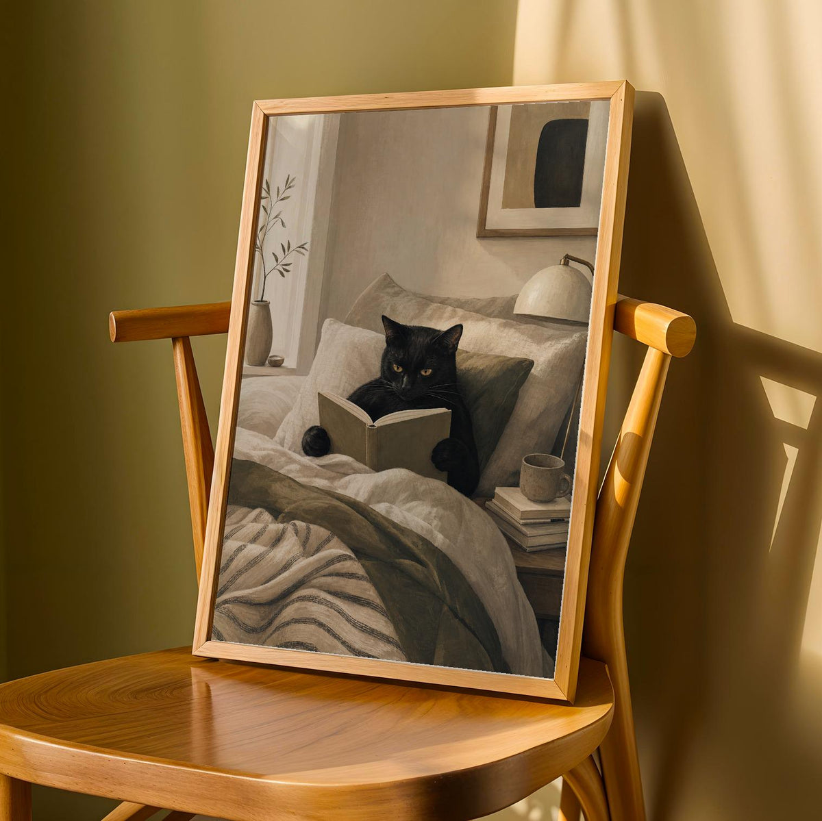 Product detail view of Bombay Cat Reading in Bed Poster.