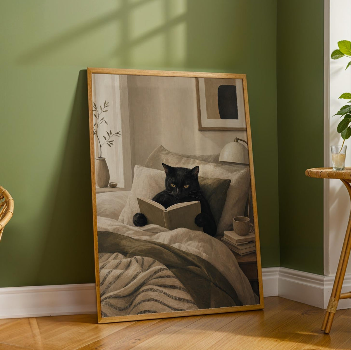 Additional product detail of Bombay Cat Reading in Bed Poster.