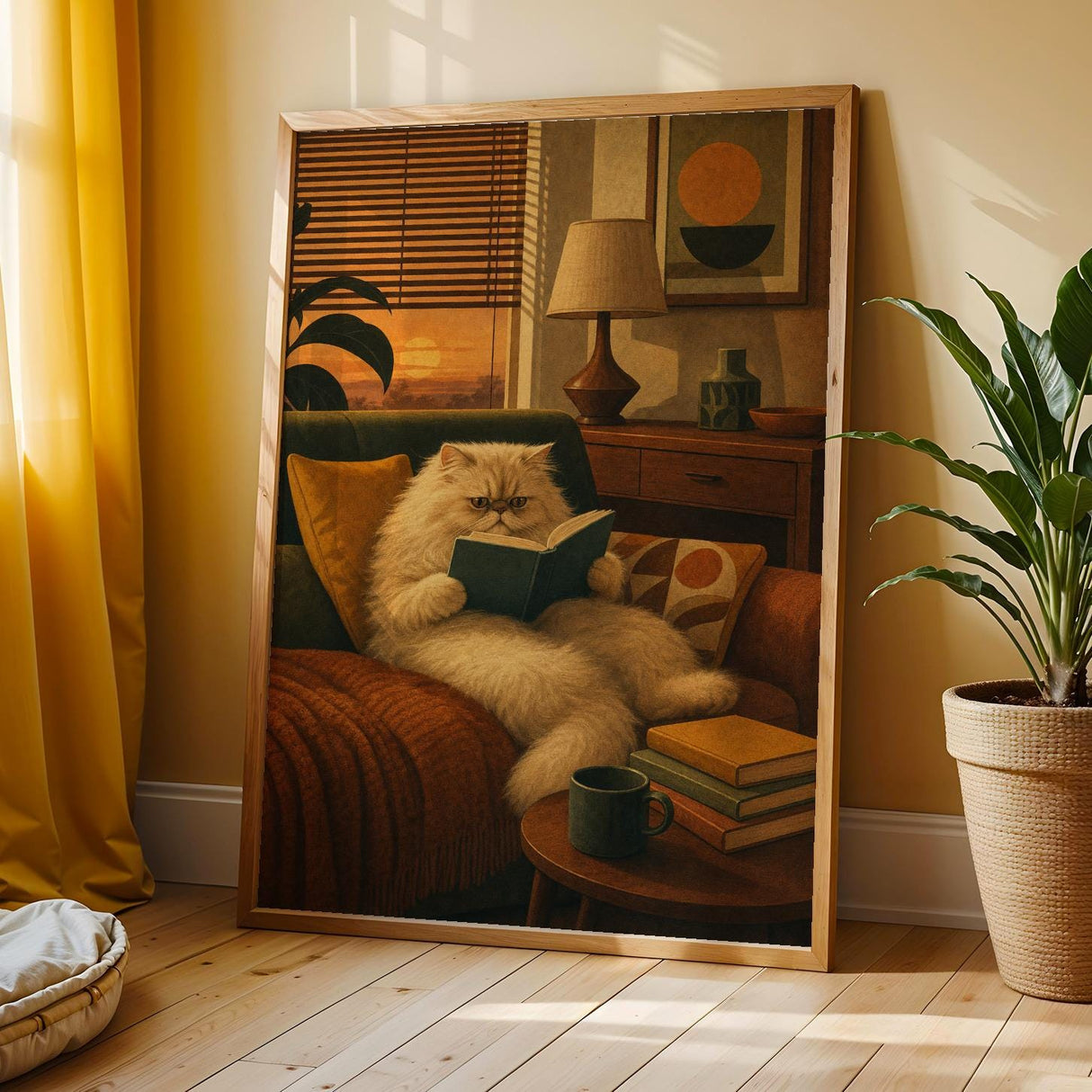 Additional product view of Persian Cat Reading in Armchair Poster.
