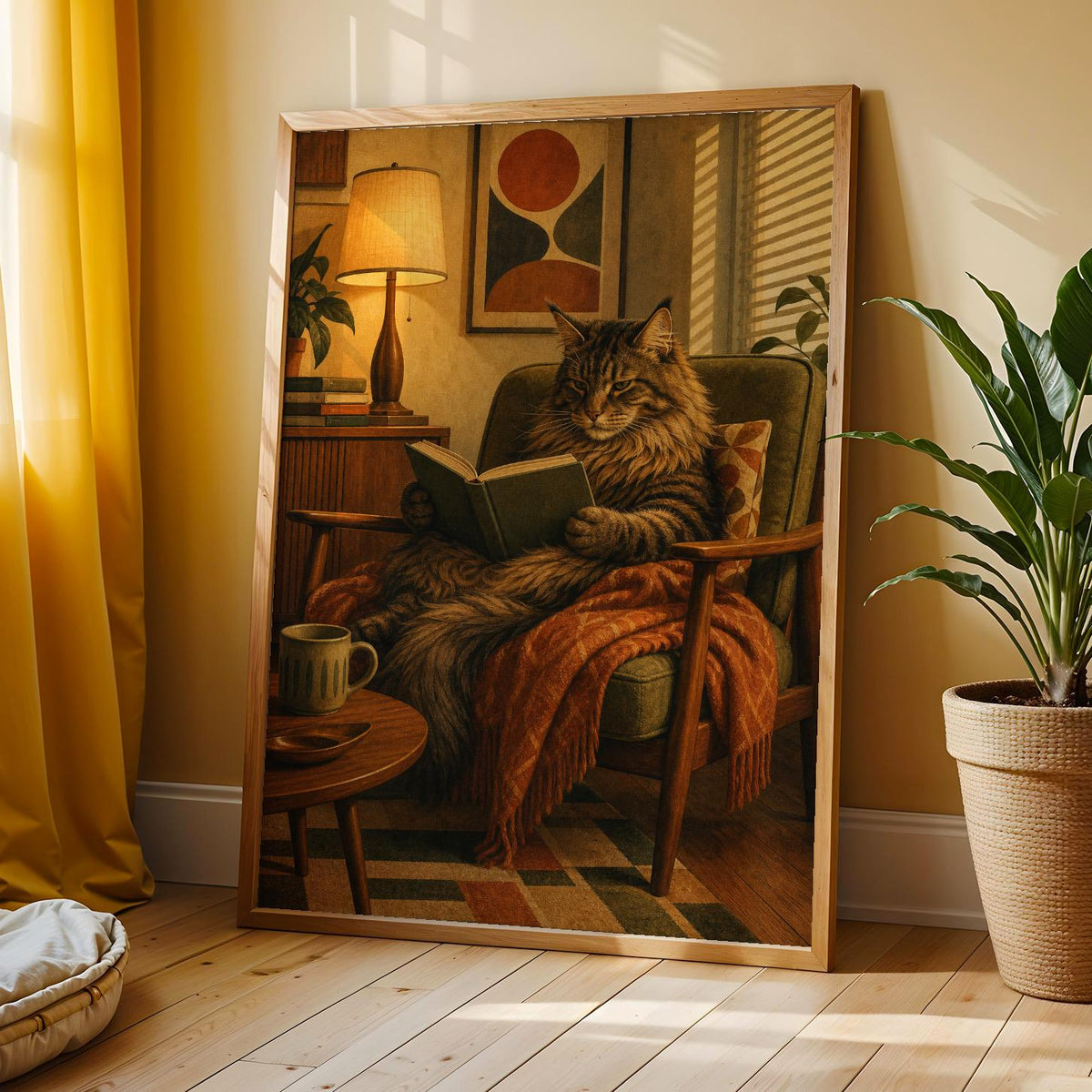 Additional product view of Maine Coon Reading in Armchair Poster.