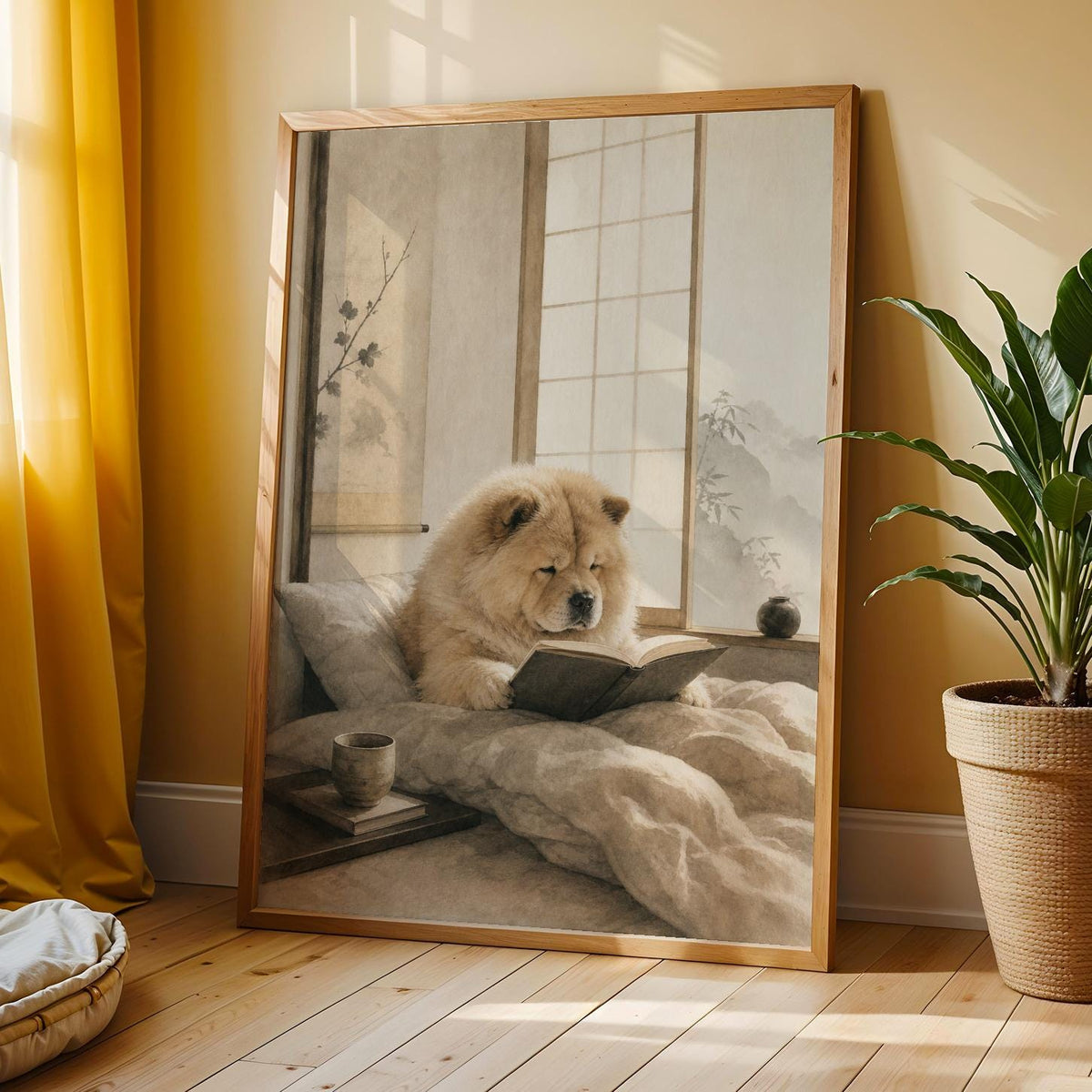Additional product view of Chow Chow Reading in Bed Poster.