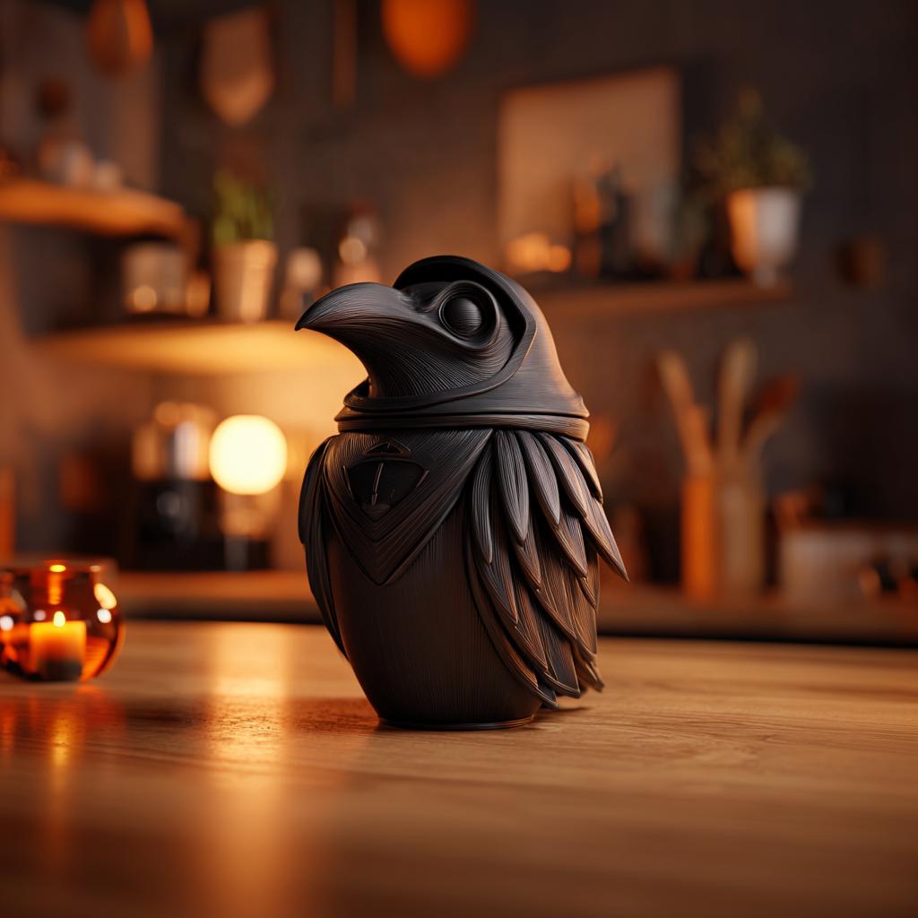 Product gallery view of Raven Memorial Urn with Lid.