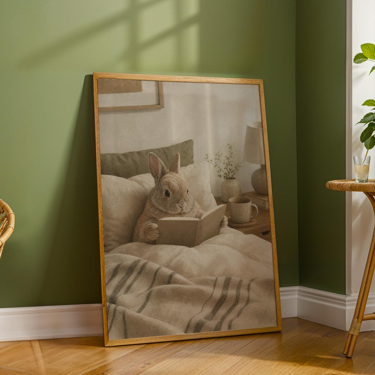 Additional product detail of Netherland Dwarf Rabbit Reading in Bed Poster.