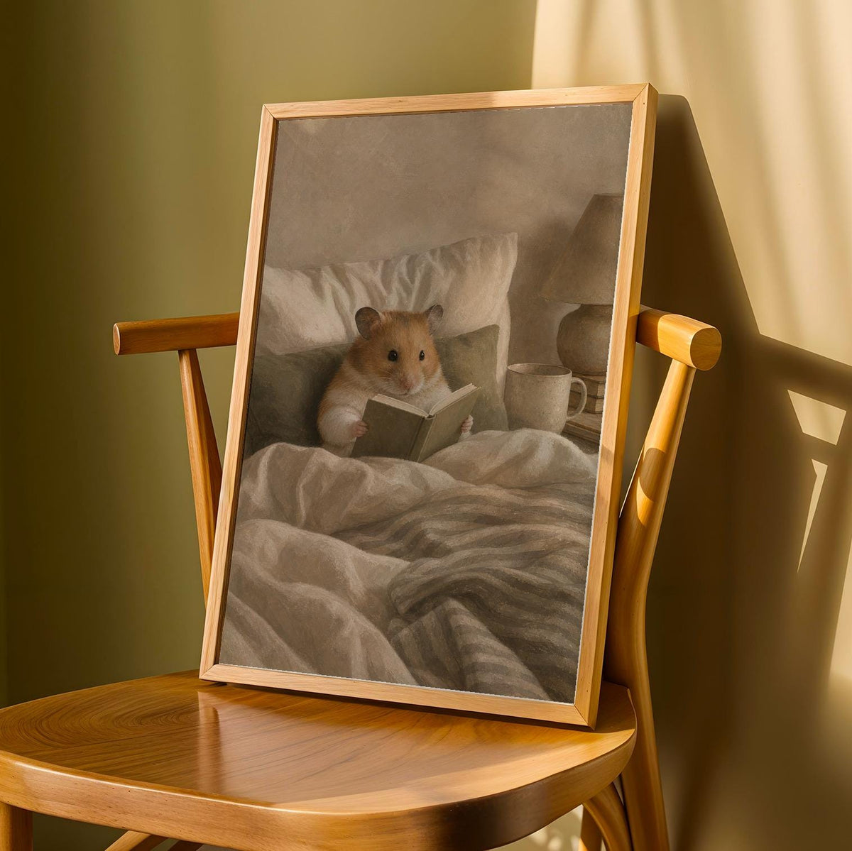 Product detail view of Syrian Hamster Reading in Bed Poster.