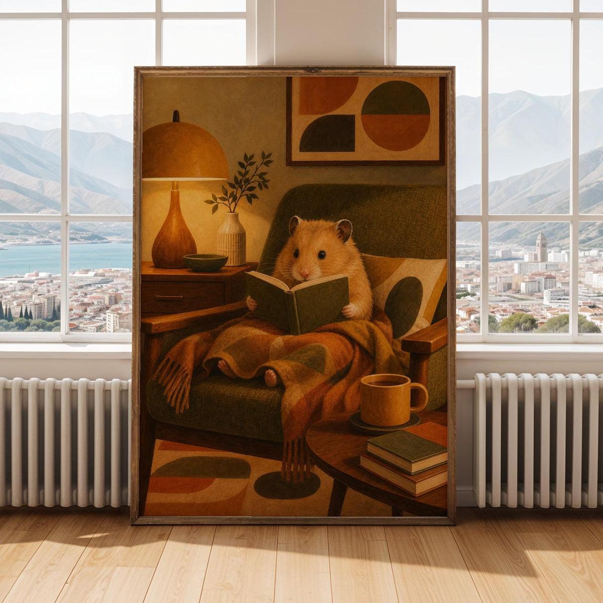 Alternate gallery view of Golden Syrian Hamster Reading in Armchair Poster.