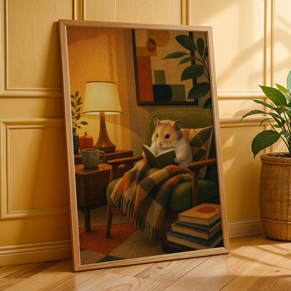 Additional product presentation of Chinese Hamster Reading in Armchair Poster.