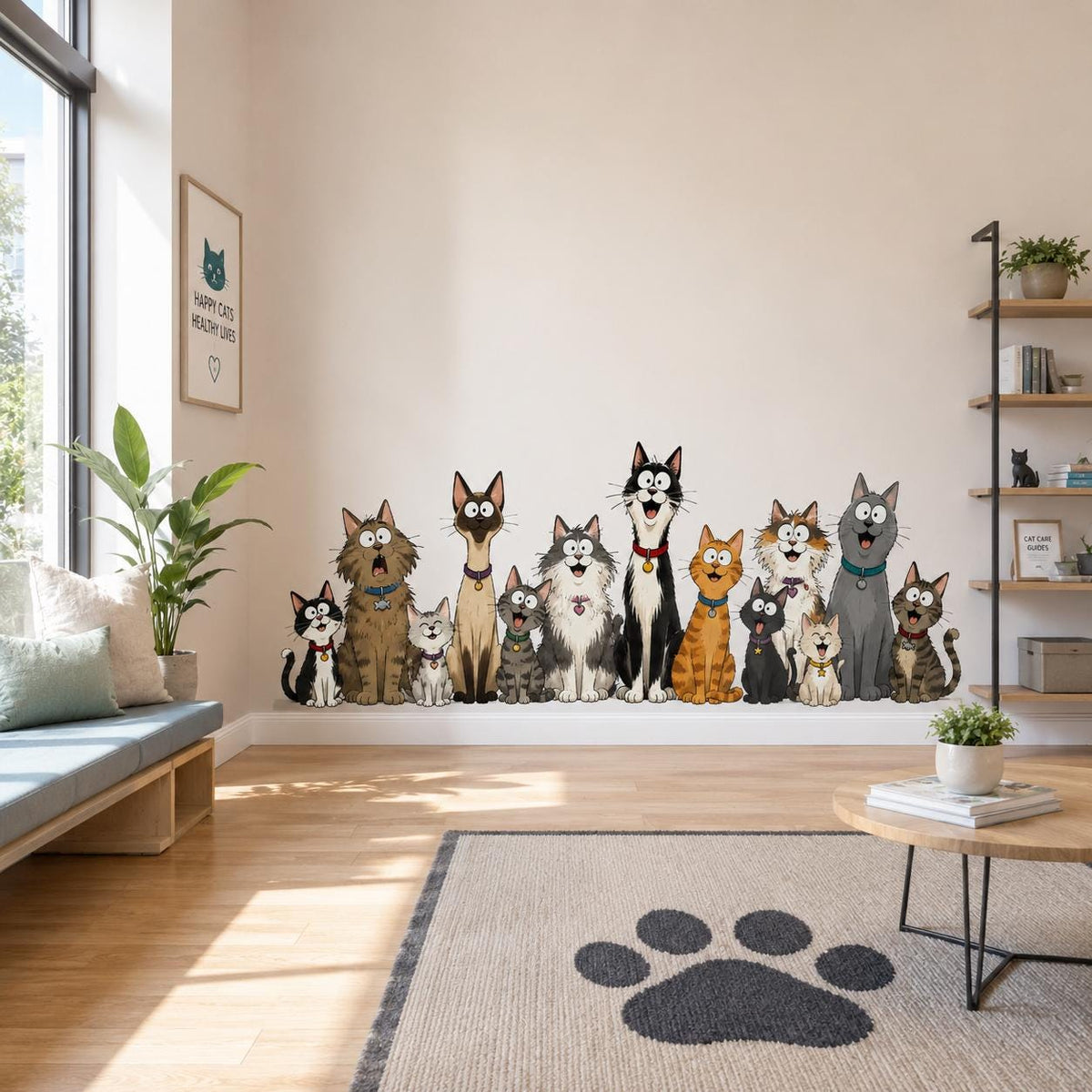 Alternate gallery view of Funny Cat Group Wall Vinyl Decal.