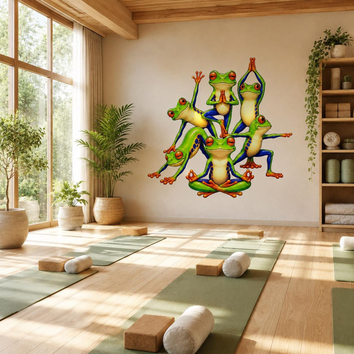 Alternate gallery view of Weird Yoga Frogs Wall Vinyl Decal.