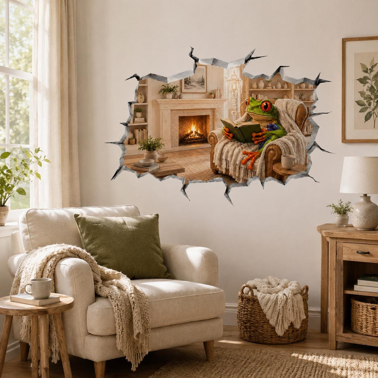 Alternate presentation of the reading frog wall decal.