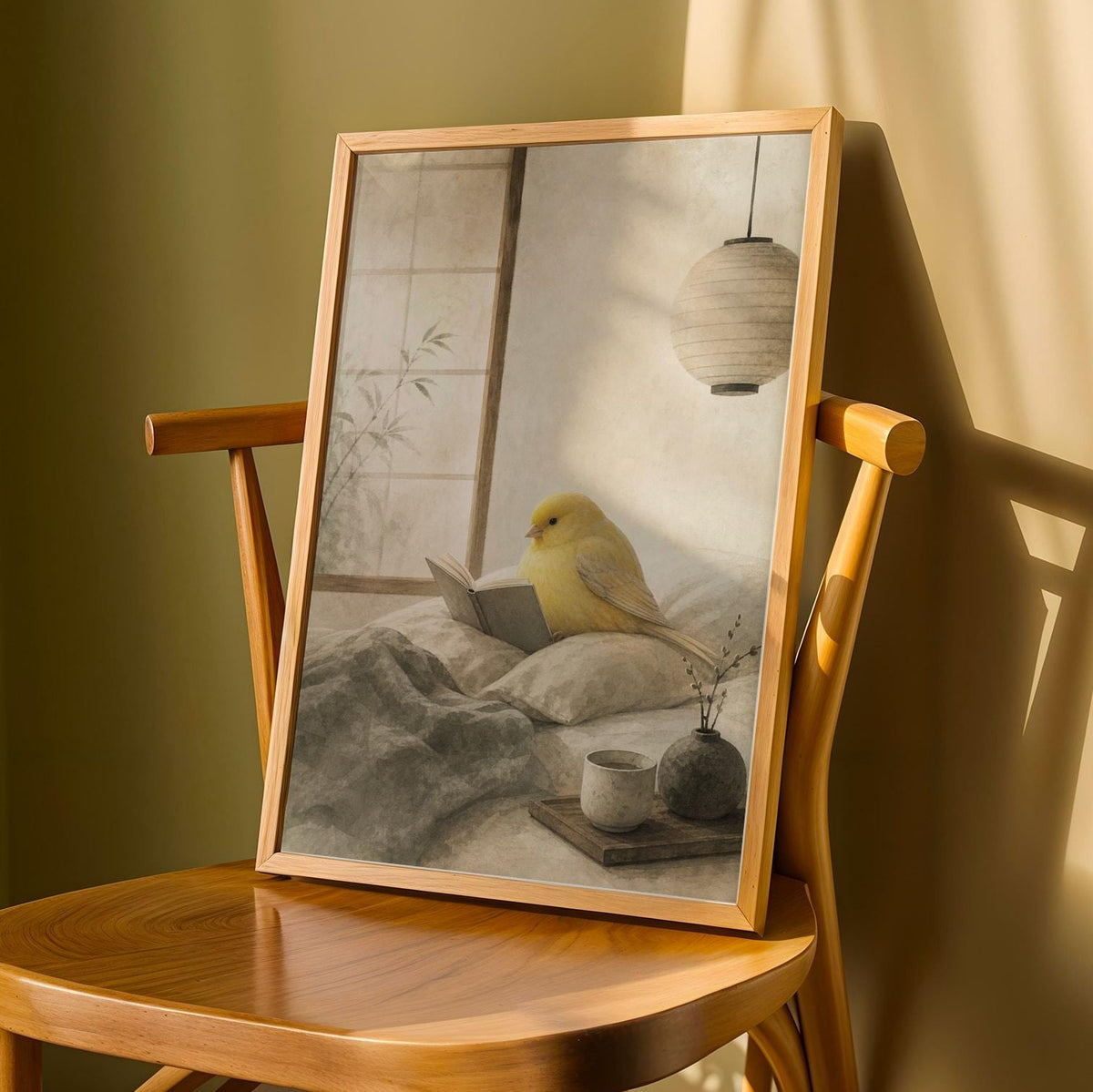 Product detail view of Gloster Canary Reading in Bed Poster.