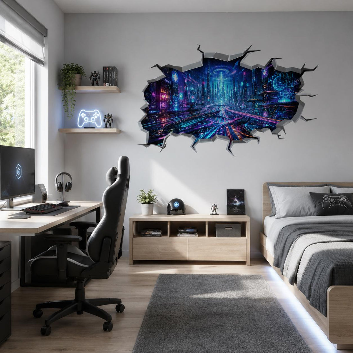 Alternate gallery view of Cyberpunk City Wall Vinyl Decal.