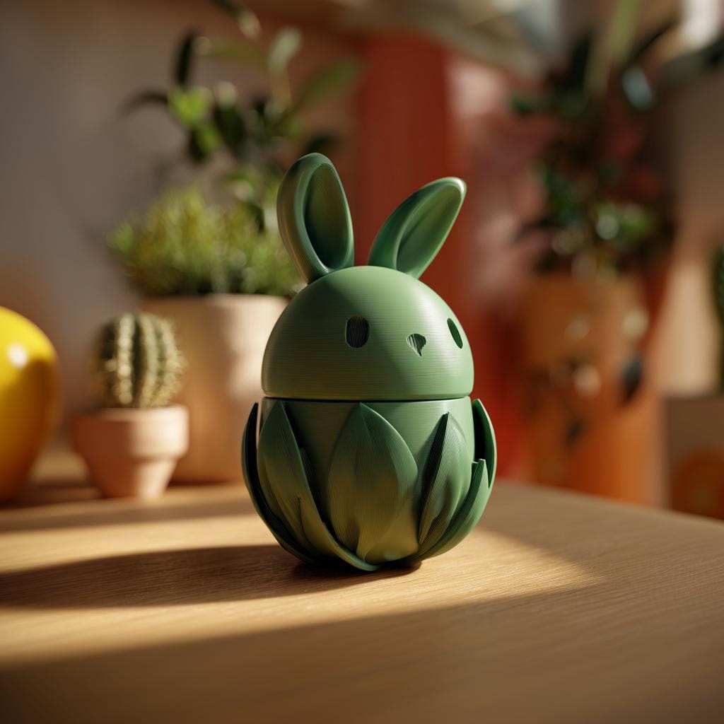 Product gallery view of 3D Printed Bunny Memorial Urn with Floral Base.