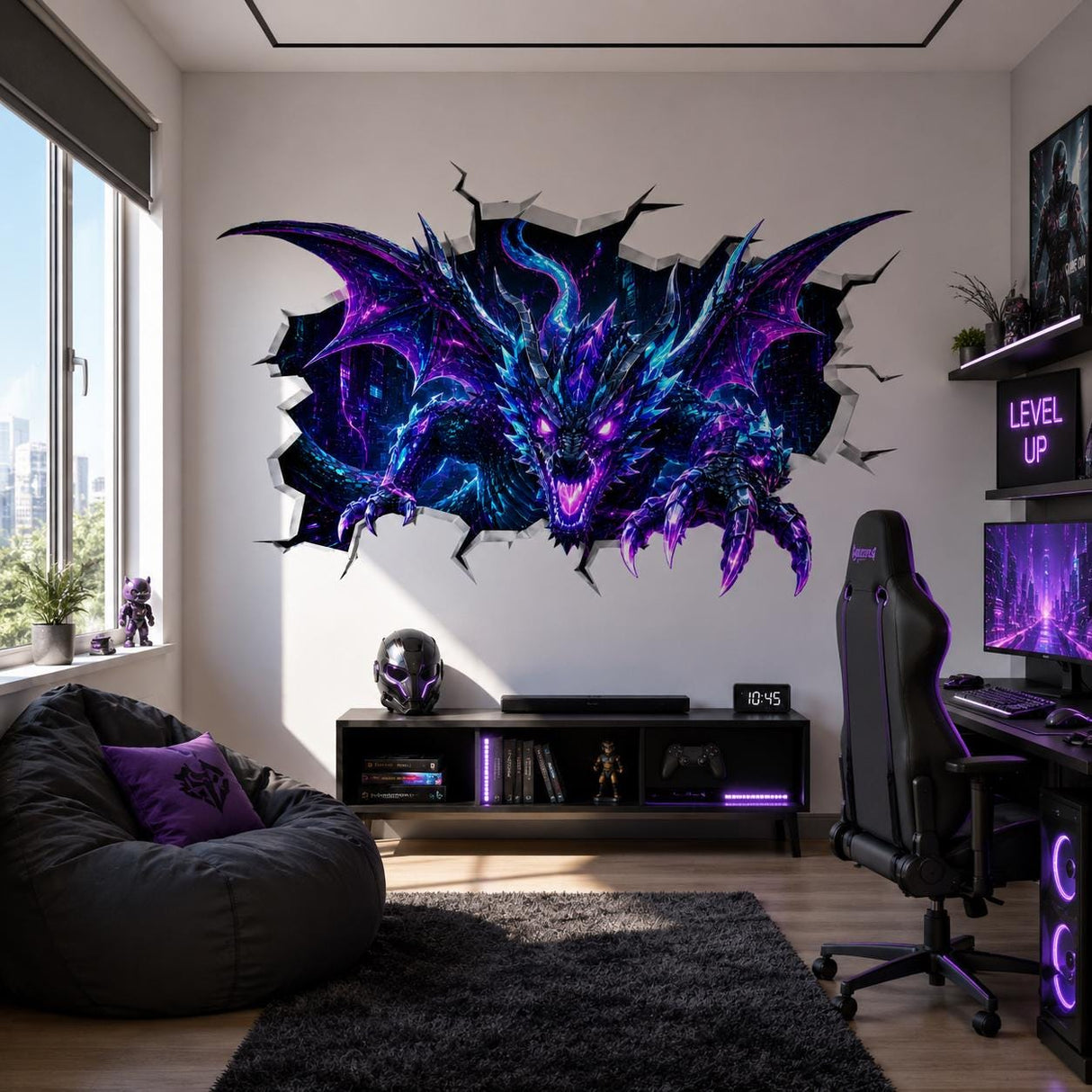 Product detail view of Neon Dragon Wall Decal.