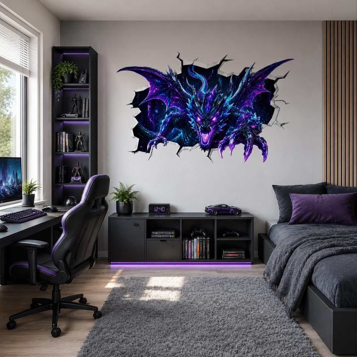 Alternate product view of Neon Dragon Wall Decal.