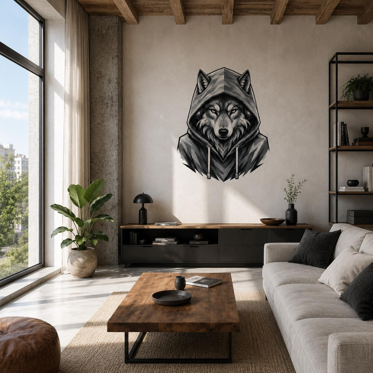 Product gallery view 12 of Wolf in Hoodie Wall Vinyl Decal.