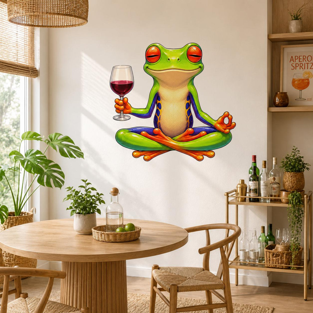 Alternate product view of Weird Wine Frog Wall Vinyl Decal.