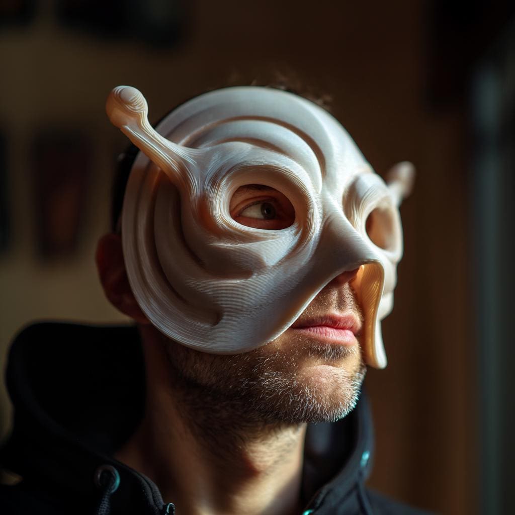 Product gallery view of Snail Mask | Wearable Fantasy Mask | Goblincore Costume Face Cover.