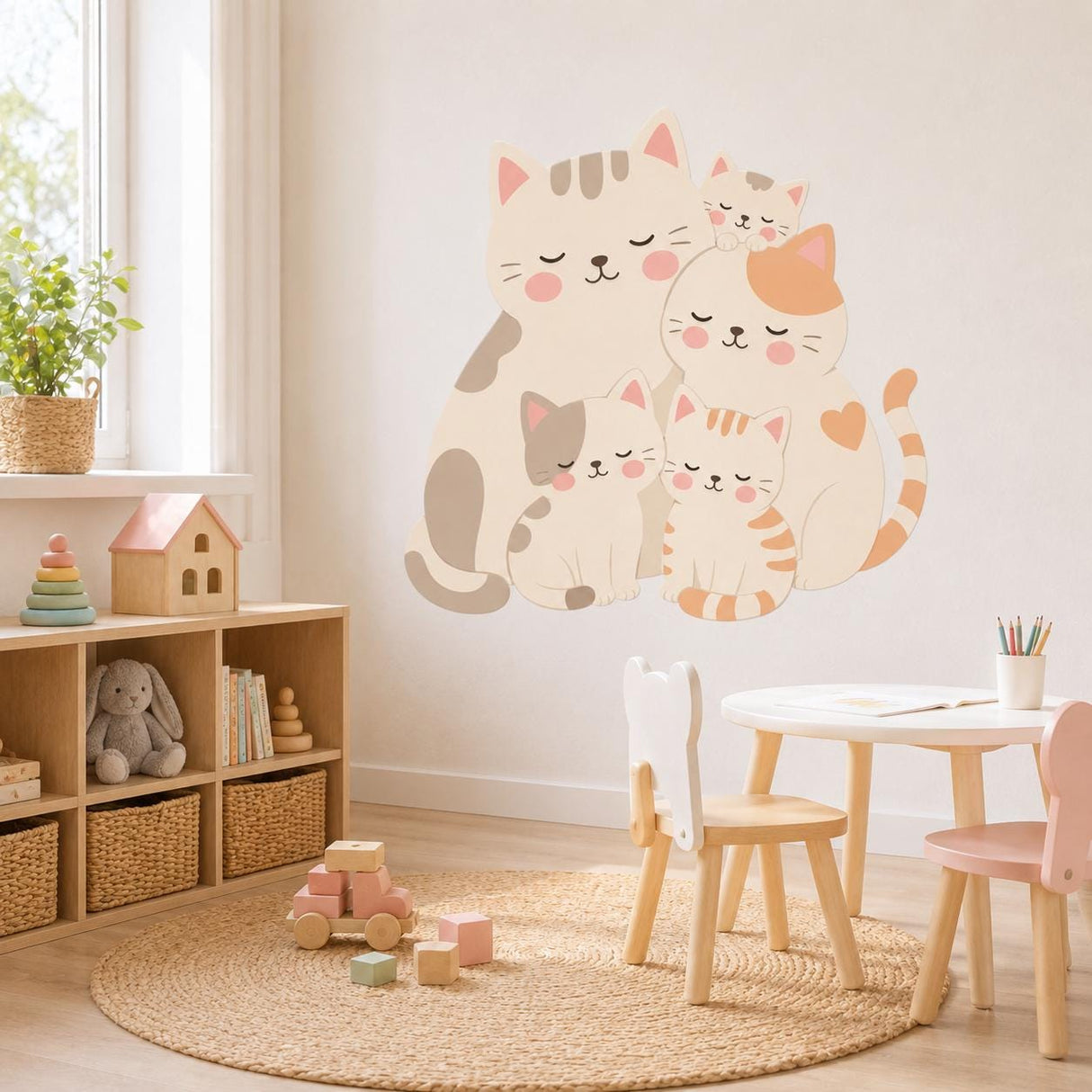 Additional product view of the cute cat family wall decal.
