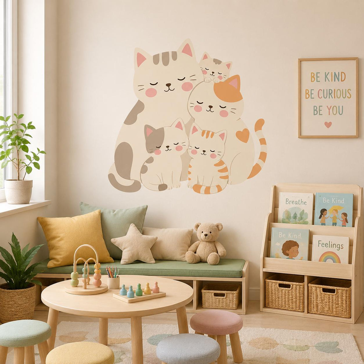 Product gallery view of the cute cat family wall decal.