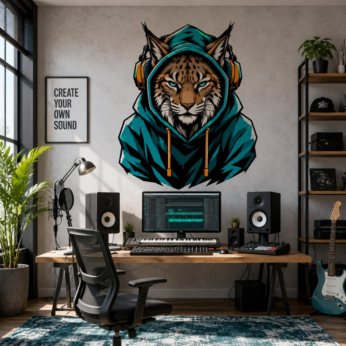 Alternate product view of the lynx gamer wall decal.