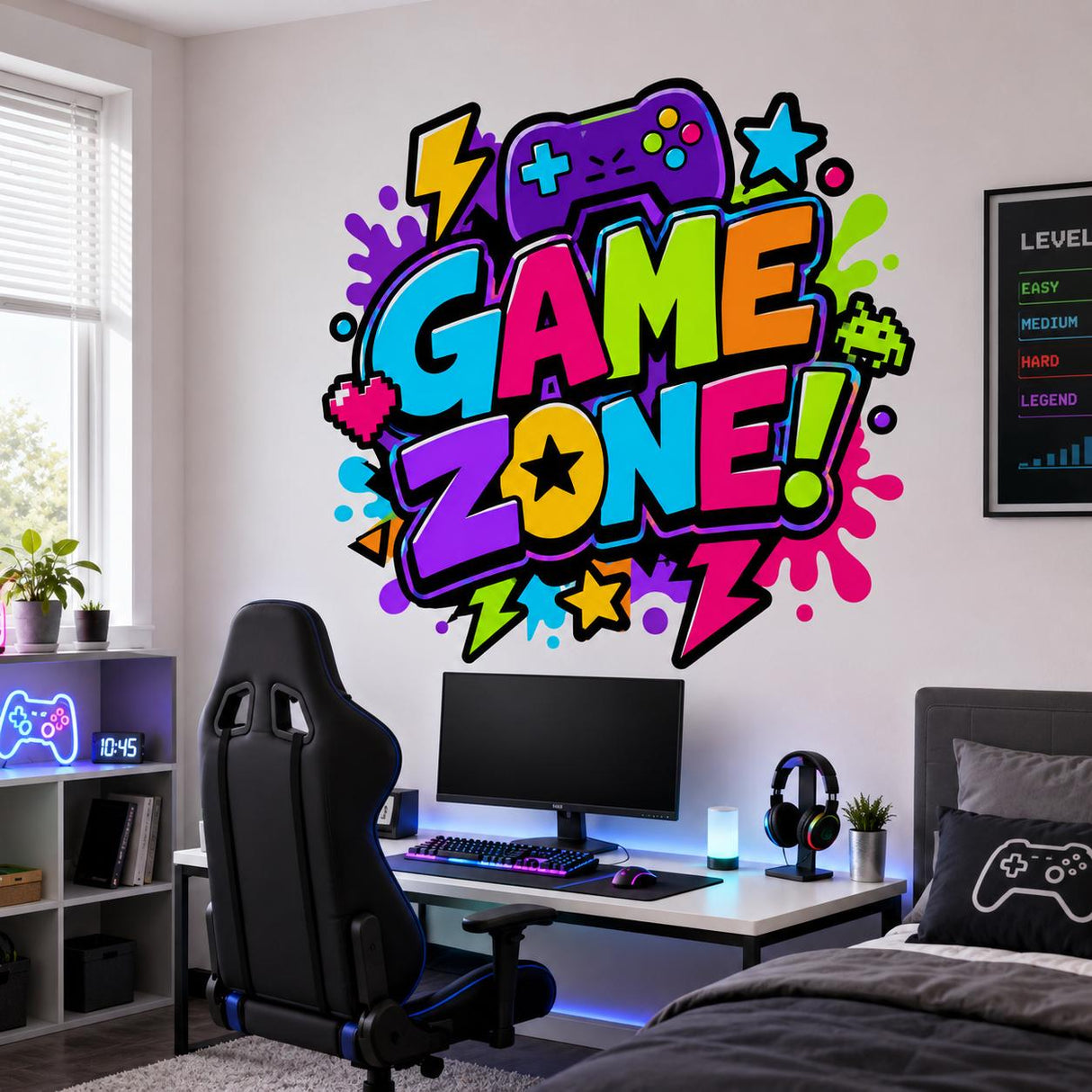Настенная наклейка Game Zone для игровой комнаты.