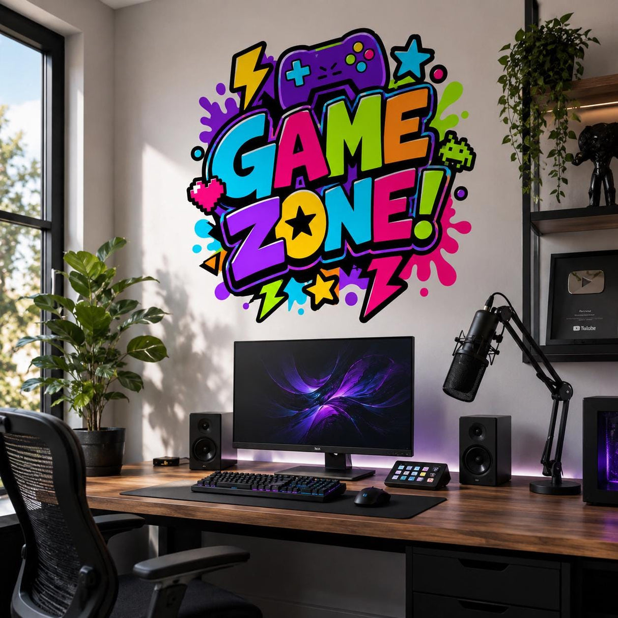 Настенная наклейка Game Zone для игровой комнаты.