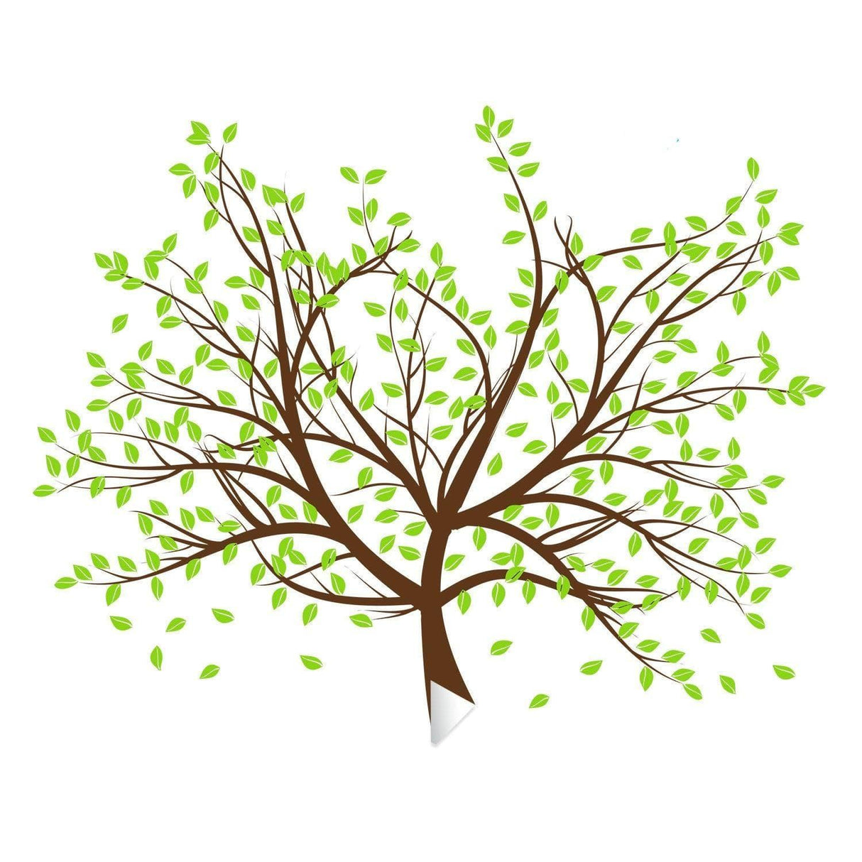 Artistic tree wall decal with green leaves.