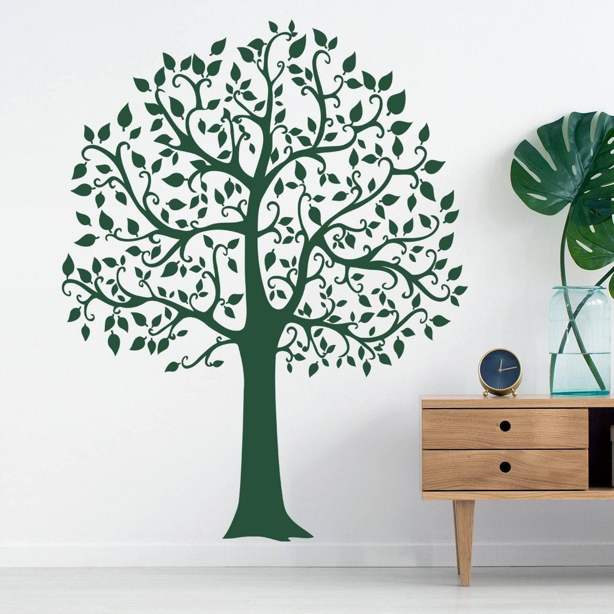 Serenity Tree Wall Sticker decal in dark green, showcasing nature-inspired design.